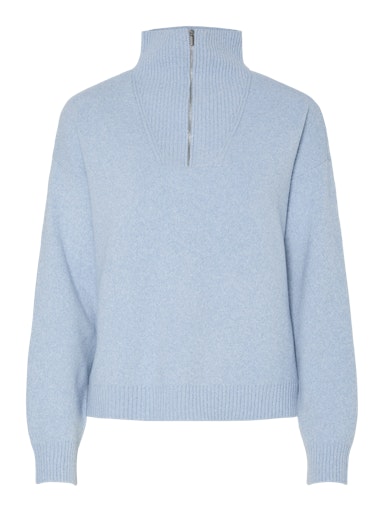 Piece Oree Long Sleeve Half Zip Knit - Cashmere Blue
