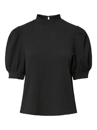 Pieces Jamal 2/4 High Neck Top - Black
