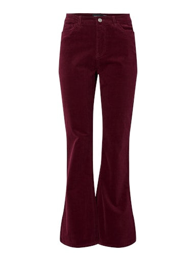 Pieces Joya High Waist Flared Corduroy Denim Jeans - Tawny Port