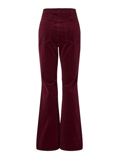 Pieces Joya High Waist Flared Corduroy Denim Jeans - Tawny Port