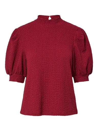 Pieces Jamal 2/4 High Neck Top - Biking Red