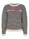Pieces Jada Long Sleeve O Neck Knit - Birch Stripes
