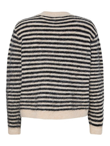 Pieces Jada Long Sleeve O Neck Knit - Birch Stripes