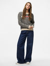 Pieces Jada Long Sleeve O Neck Knit - Birch Stripes