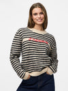 Pieces Jada Long Sleeve O Neck Knit - Birch Stripes