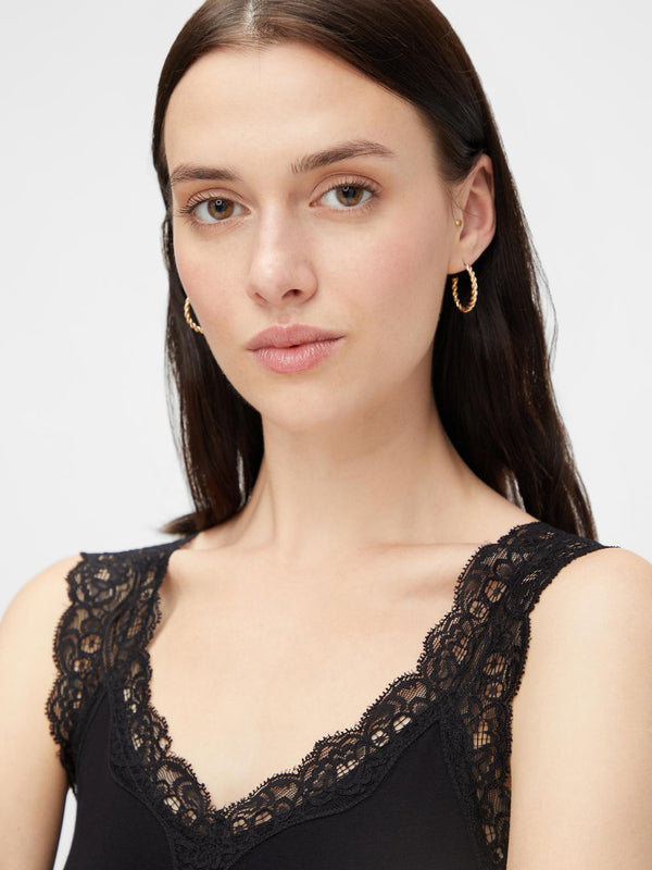 Pieces Barbera Lace Top - Black