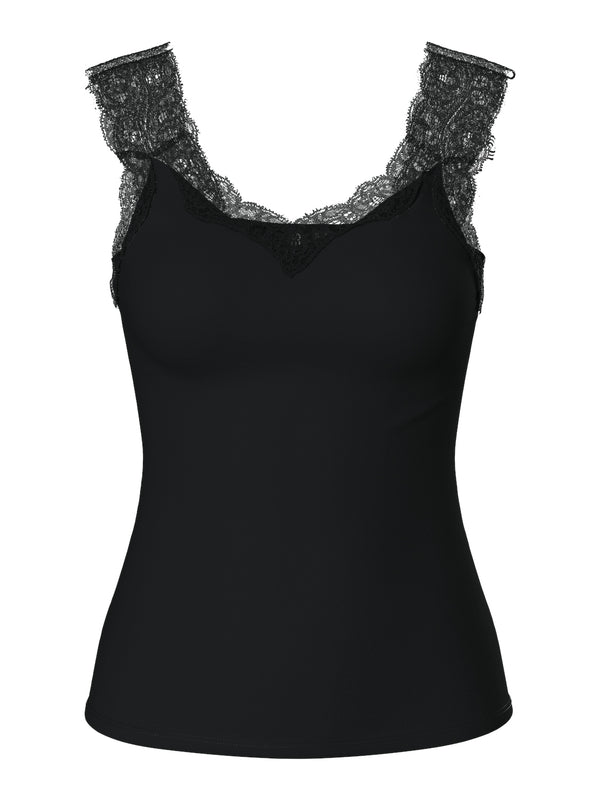 Pieces Barbera Lace Top - Black