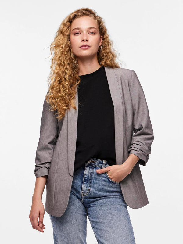 Pieces Bosella 3/4 Blazer - Light Grey Melange