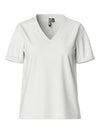 Pieces Ria Short Sleeve V Neck Solid Tee - Bright White