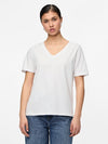 Pieces Ria Short Sleeve V Neck Solid Tee - Bright White