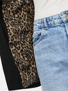 Pieces Bozzy Long Sleeve Detail Balzer - Black/Leo Print