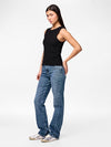 Piece Kelly Mid Waist Straight Jeans - Medium Blue Denim