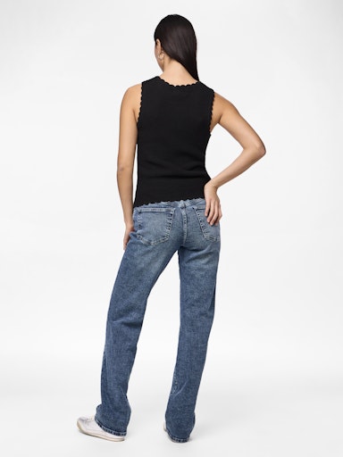 Piece Kelly Mid Waist Straight Jeans - Medium Blue Denim