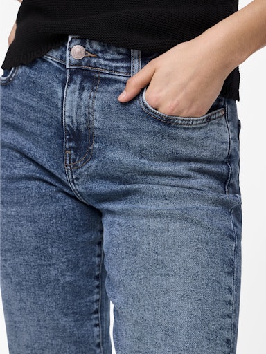 Piece Kelly Mid Waist Straight Jeans - Medium Blue Denim