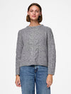 Pieces Nina Long Sleeve O Neck Knit - Medium Grey