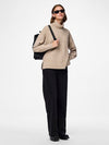 Pieces Malou Long Sleeve Roll Neck Knit - Taupe Grey