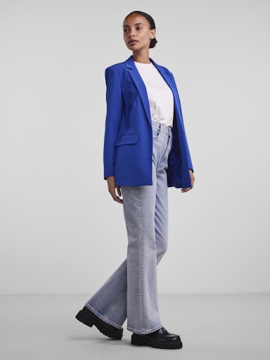 Pieces Bossy Long Sleeve Loose Blazer -  Mazarine Blue