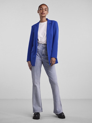 Pieces Bossy Long Sleeve Loose Blazer -  Mazarine Blue