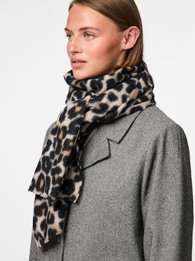 Pieces Jorna Long Scarf - Black/ Leopard