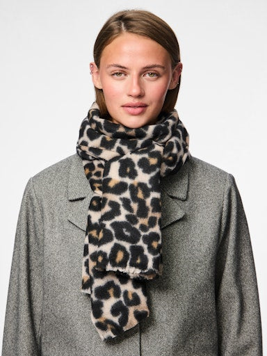 Pieces Jorna Long Scarf - Black/ Leopard