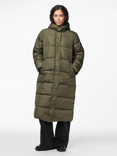 Pieces Maddie Long Puffer Jacket - Forest Night