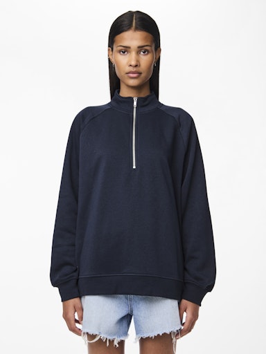 Pieces Chilli Long Sleeve Half Zip Sweat - Sky Captain