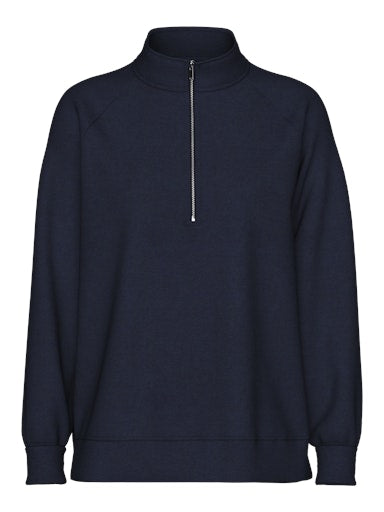 Pieces Chilli Long Sleeve Half Zip Sweat - Sky Captain