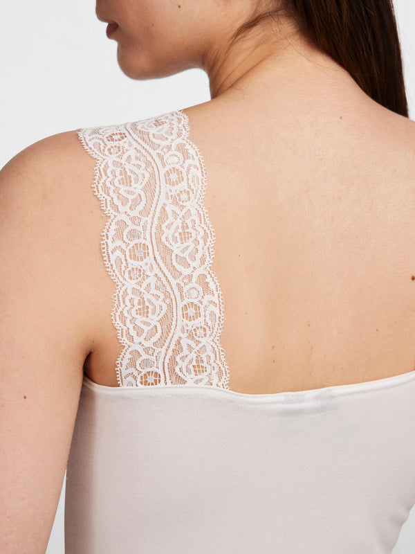 Pieces Barbera Lace Top - Bright White