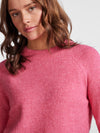 Pieces Ellen Long Sleeve O-Neck Knit - Shocking Pink