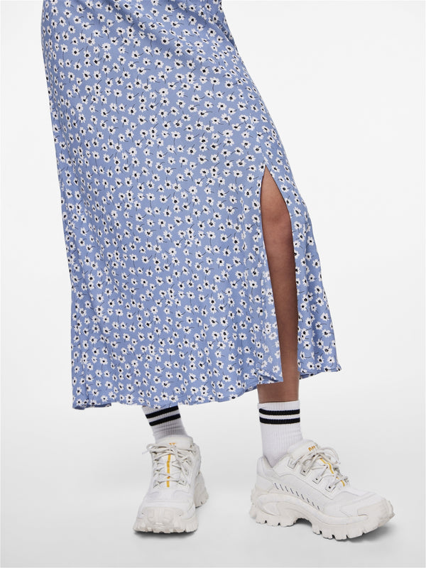 Pieces Nya High Waist Long Slit Skirt - Faded Denim