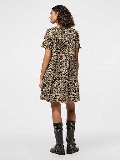 Pieces Salume Short Sleeve Denim Dress - White Pepper Leo