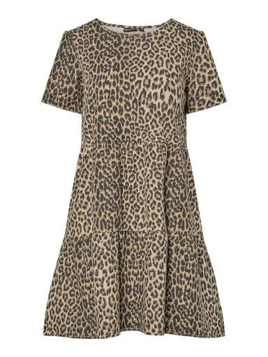 Pieces Salume Short Sleeve Denim Dress - White Pepper Leo