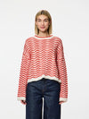 Pieces Sera Long Sleeve O Neck Knit - Cloud Dancer/ Grenadine