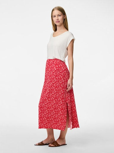 Pieces flora High Waist Midi Skirt - Lollipop/ Small Flower