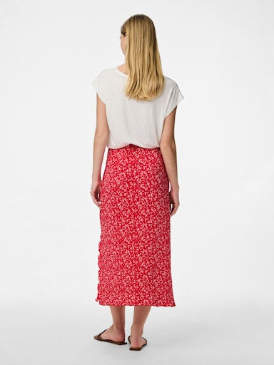 Pieces flora High Waist Midi Skirt - Lollipop/ Small Flower