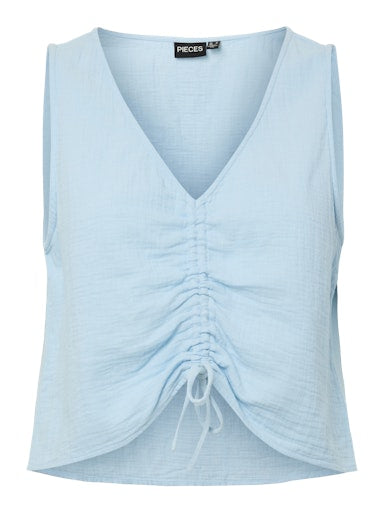 Pieces Sastina Sleeveless Cropped Top - Cashmere Blue