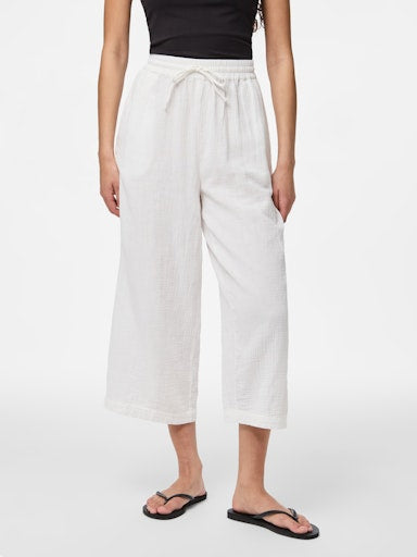 Pieces Sastina High Waist Culotte Pants - Cloud Dancer