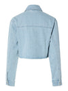 Pieces Fay Cropped Denim Jacket - Light Blue Denim