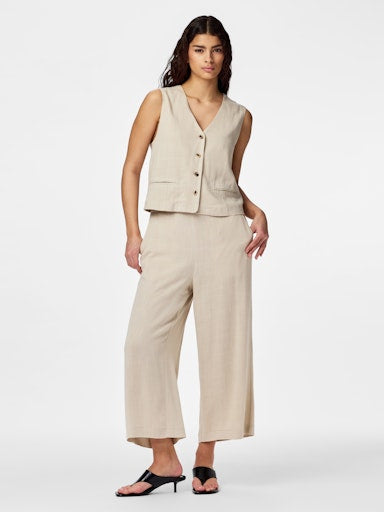 Pieces Vinsty High Waist Cullote Pants - Silver Lining