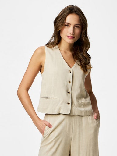 Pieces Vinsty Short Vest - Silver Lining