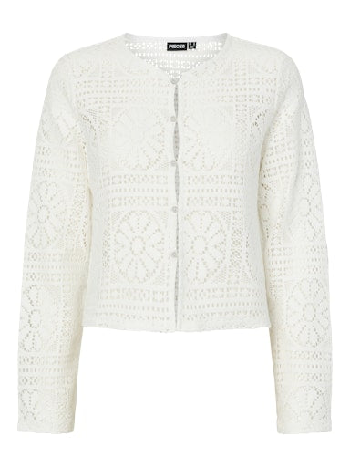 Pieces Bonnie Long Sleeve Cardigan - Cloud Dancer