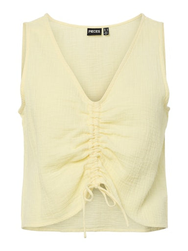Pieces Sastina Sleeveless Cropped Top - French Vanilla
