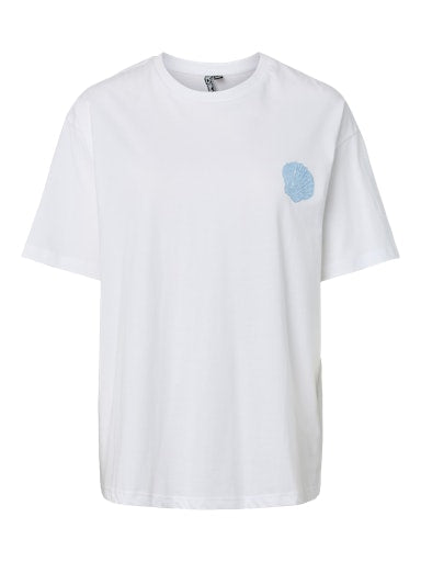 Pieces Seloise Short Sleeve Tee - Bright White Seashell