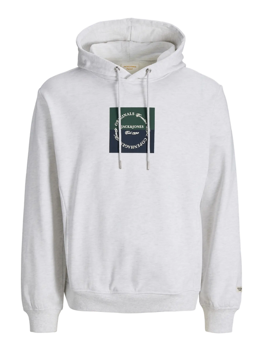 Jack & Jones Skills Square Branding Sweat Hood - Bright White