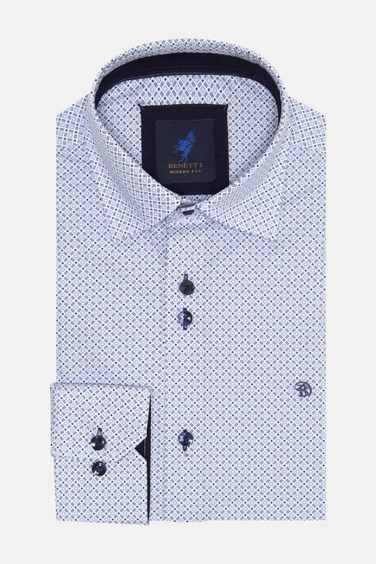 Benetti Porsche Modern Fit Long Sleeve Shirt - Blue