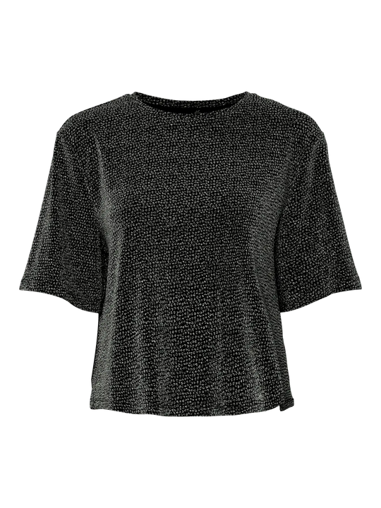 Pieces Jina Short Sleeve Oversized Tee -Black Lyrex