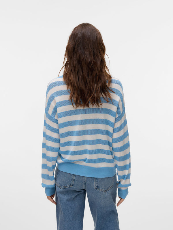 Vero Moda Newlexsun Mix Long Sleeve O-Neck Pullover - Airy Blue