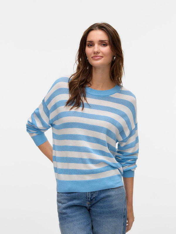 Vero Moda Newlexsun Mix Long Sleeve O-Neck Pullover - Airy Blue