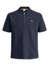 Jack & Jones Cameron Short Sleeve Zip Polo - Seabourne