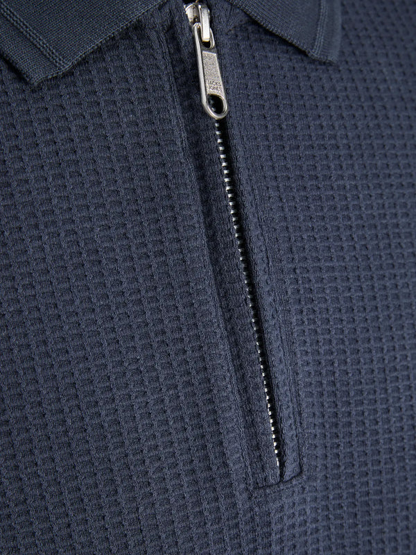 Jack & Jones Cameron Short Sleeve Zip Polo - Seabourne